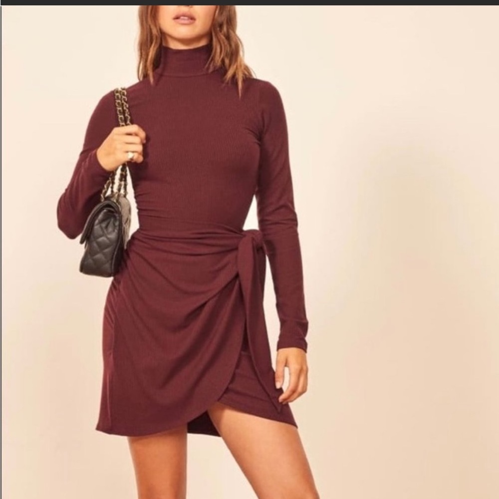 Reformation Julie Wrap Dress in Merlot